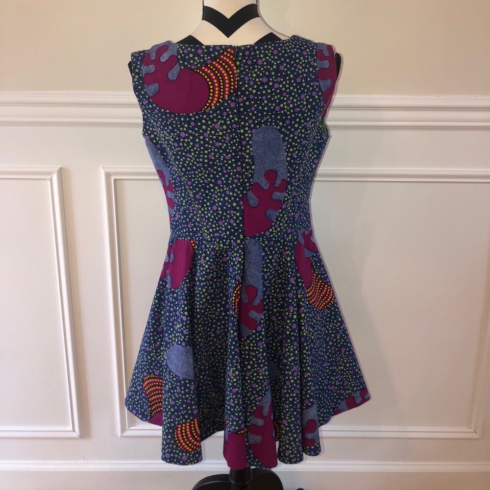 Handmade African Ankara Print Mini Dress w/ Zipper